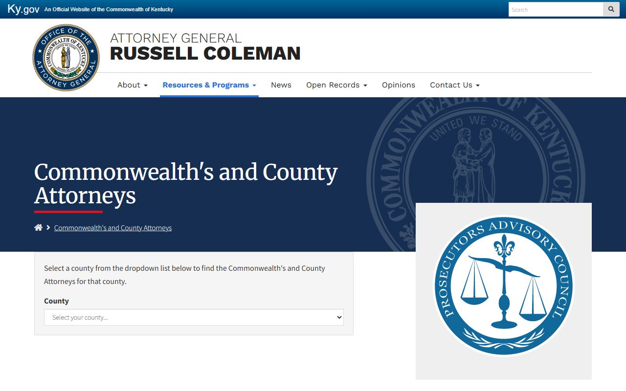 Montgomery County criminal court records Kentucky Attorney General prosecutor directory
