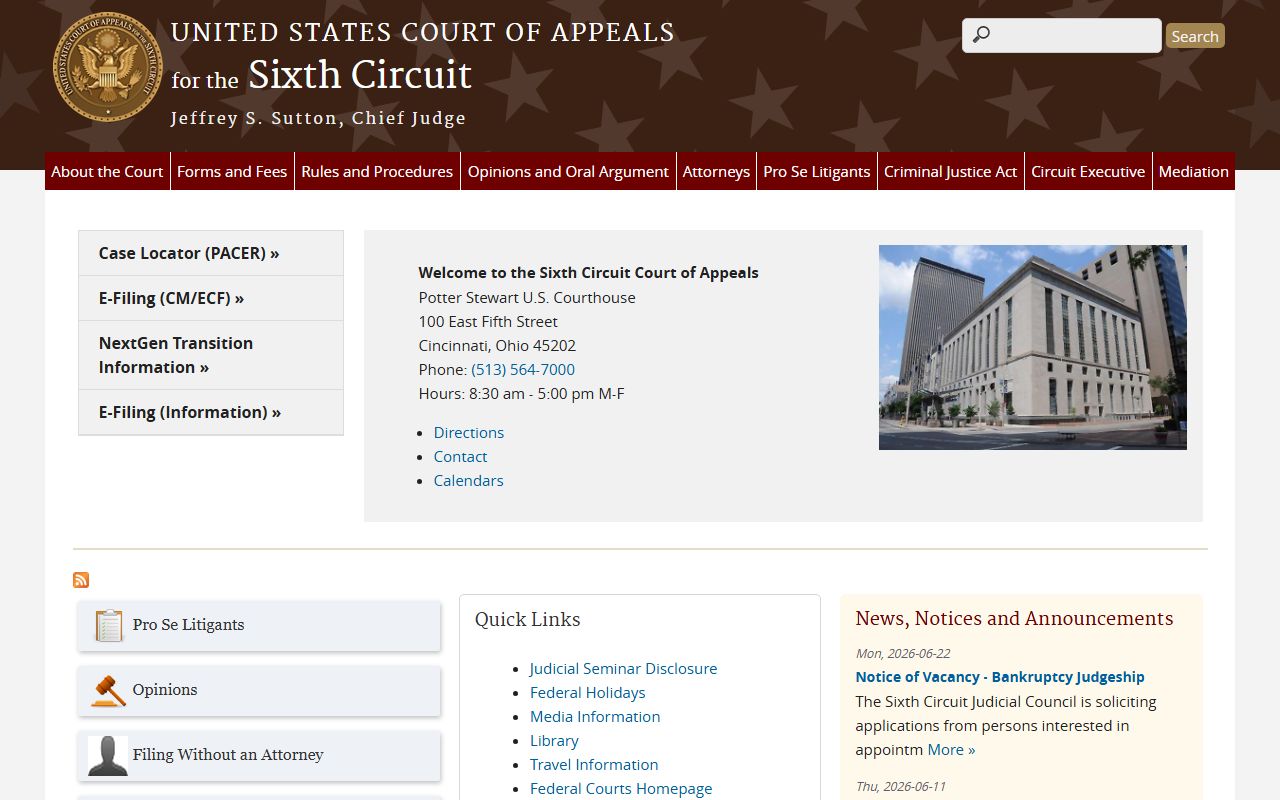 Montgomery County District Court records separate from Sixth Circuit federal appeals