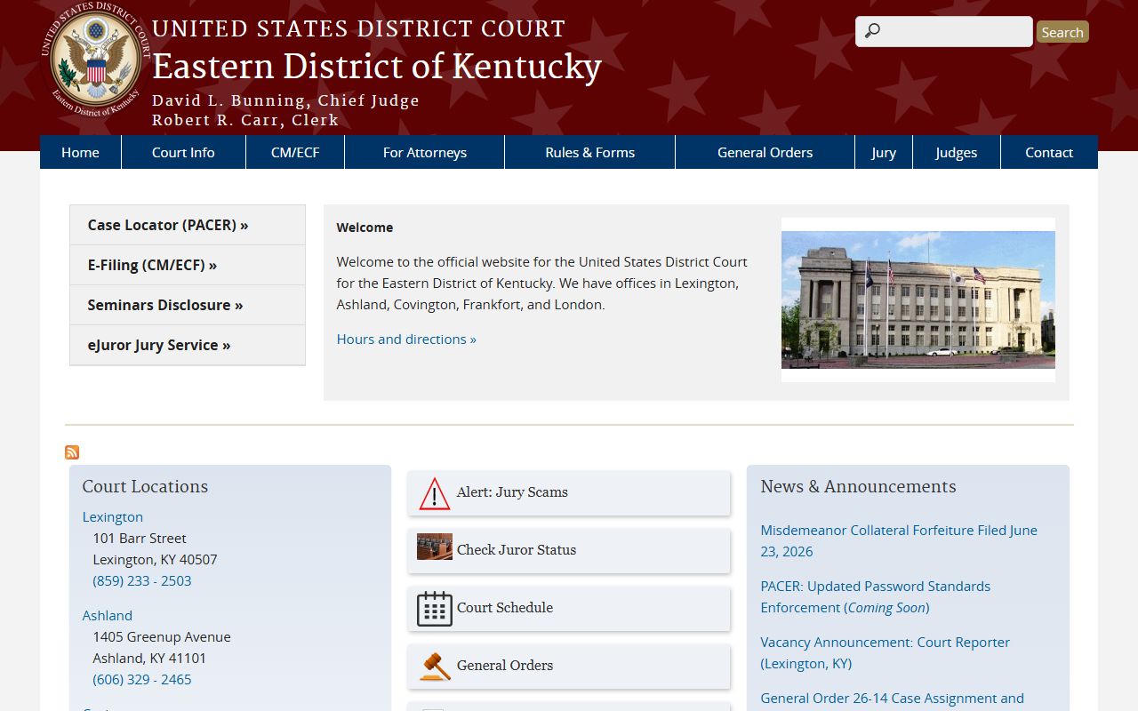 Montgomery County court records Eastern District of Kentucky federal court
