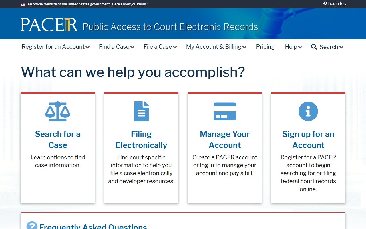 Montgomery County court records PACER federal records access