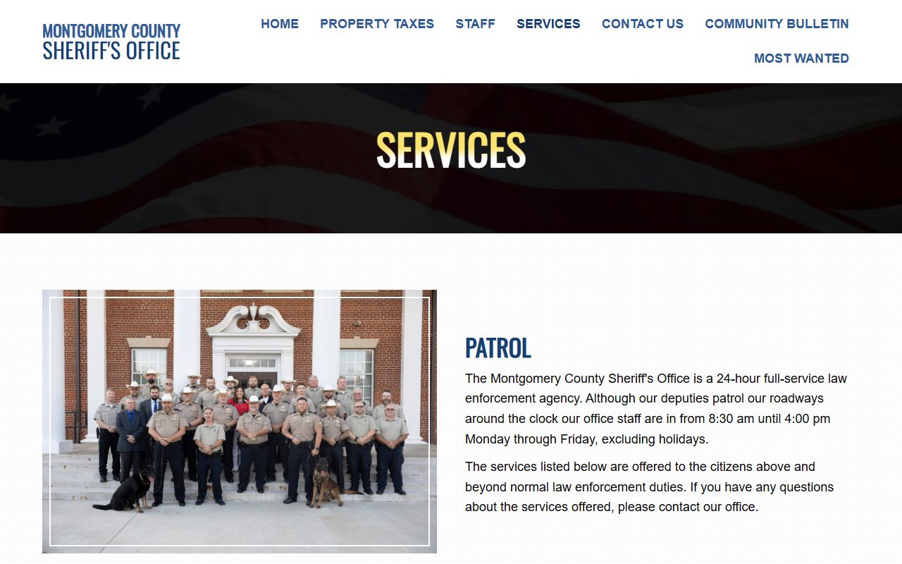 Montgomery County inmate records sheriff services page