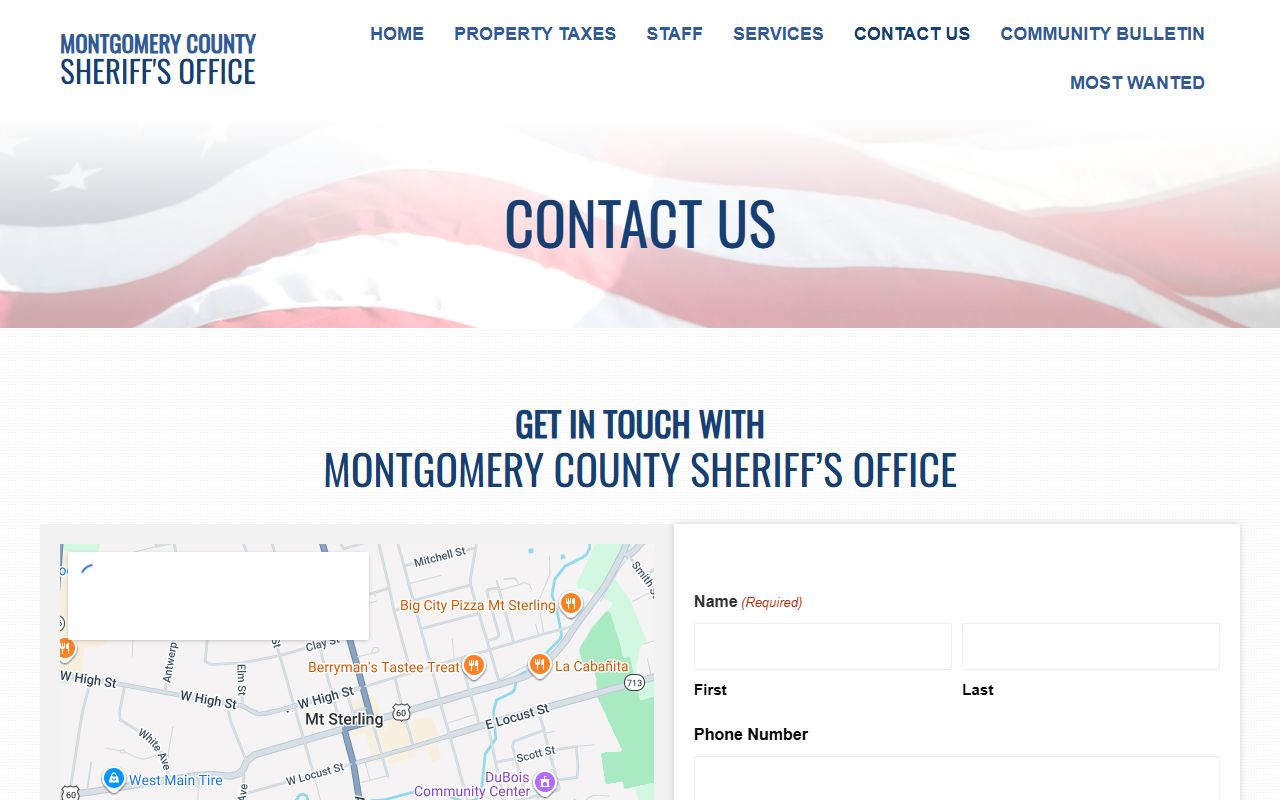 Montgomery County warrant records sheriff contact page